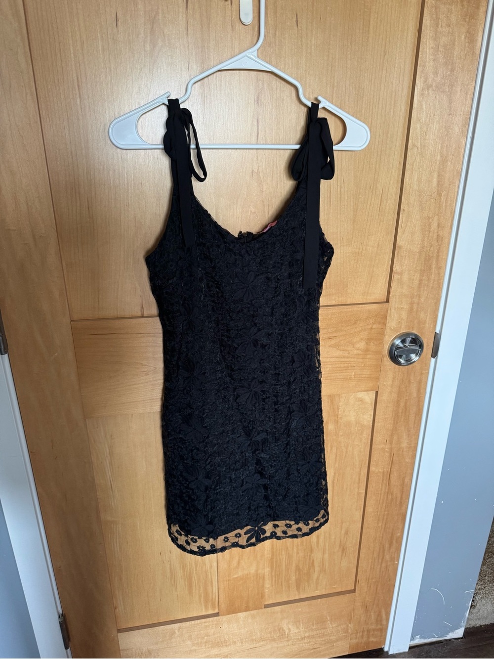 miami Black Lace Tie-Shoulder Mini Dress